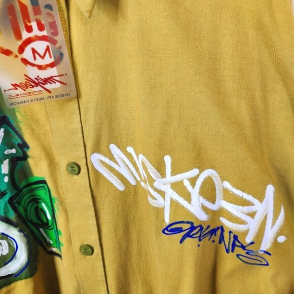 NEW Vtg Miskeen Y2K Hand Painted Long Sleeve Button Down Shirt 4X - Picture 5 of 11